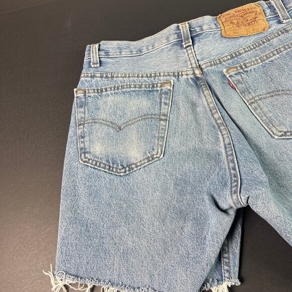 VTG 90s Levi's Jean Short Men 31* 501 Blue Distressed Cut Off Denim Jorts Tag 34 - Picture 9 of 16